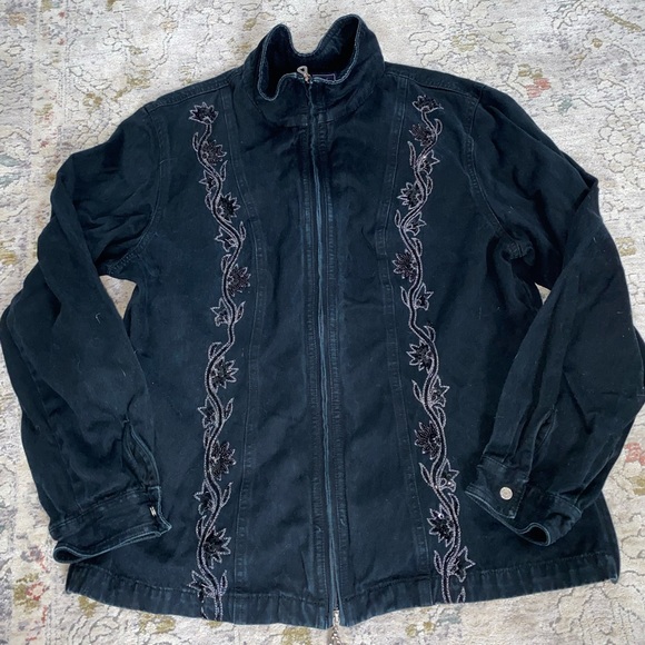 Beaded black denim jacket - Picture 2 of 7